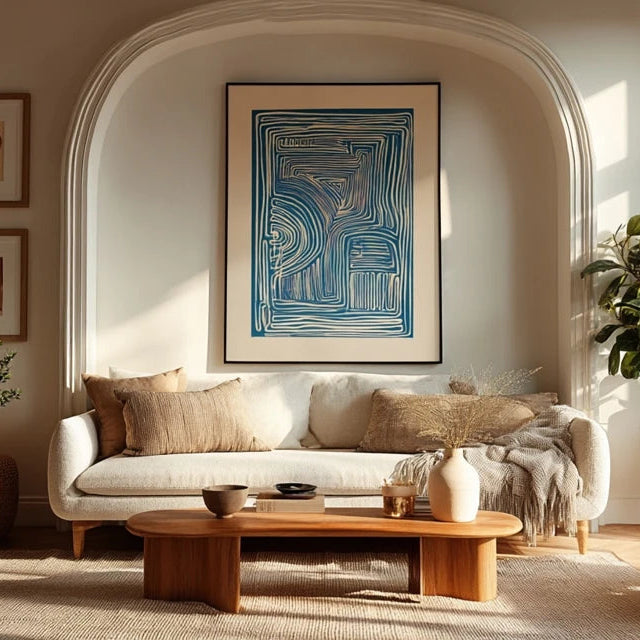 Blue Line Abstract Wall Art Print