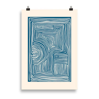 Blue Line Abstract Wall Art Print