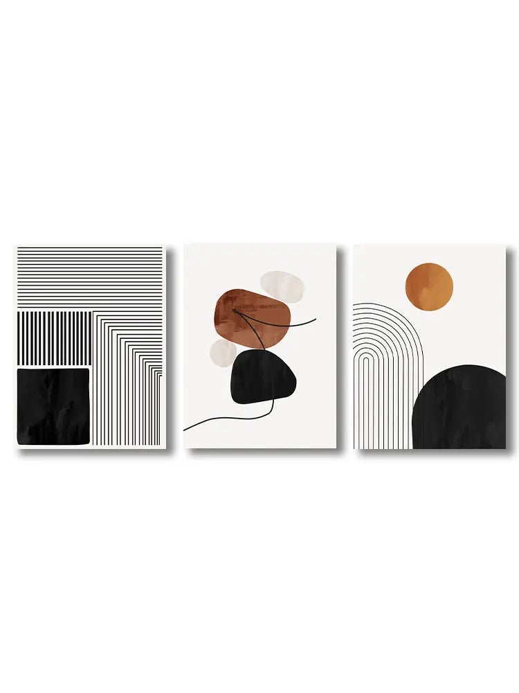Minimal Abstract Line Art Print Set — Three-Piece Wall Composition