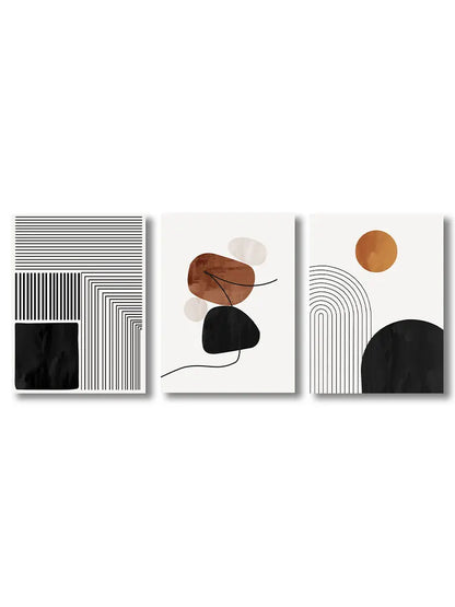 Minimal Abstract Line Art Print Set — Three-Piece Wall Composition